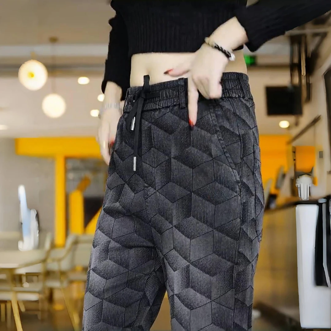 香港提花定做男士休闲裤2025春秋季新款宽松直筒潮牌高弹秋冬长裤