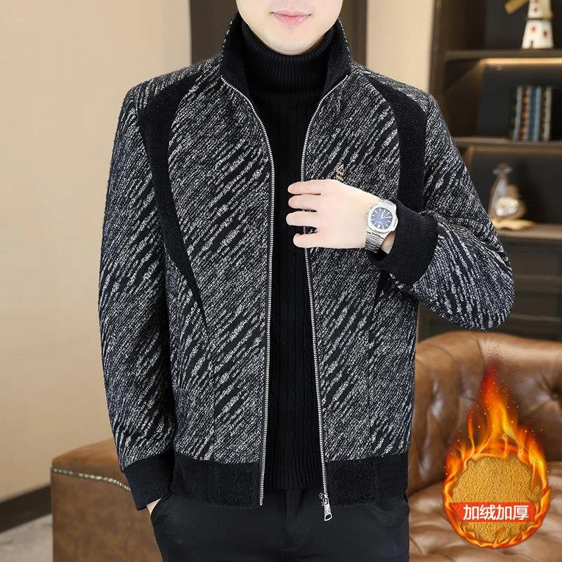 潮牌高档男装秋冬季新款加厚爆款夹克外套男士保暖百搭立领上衣男