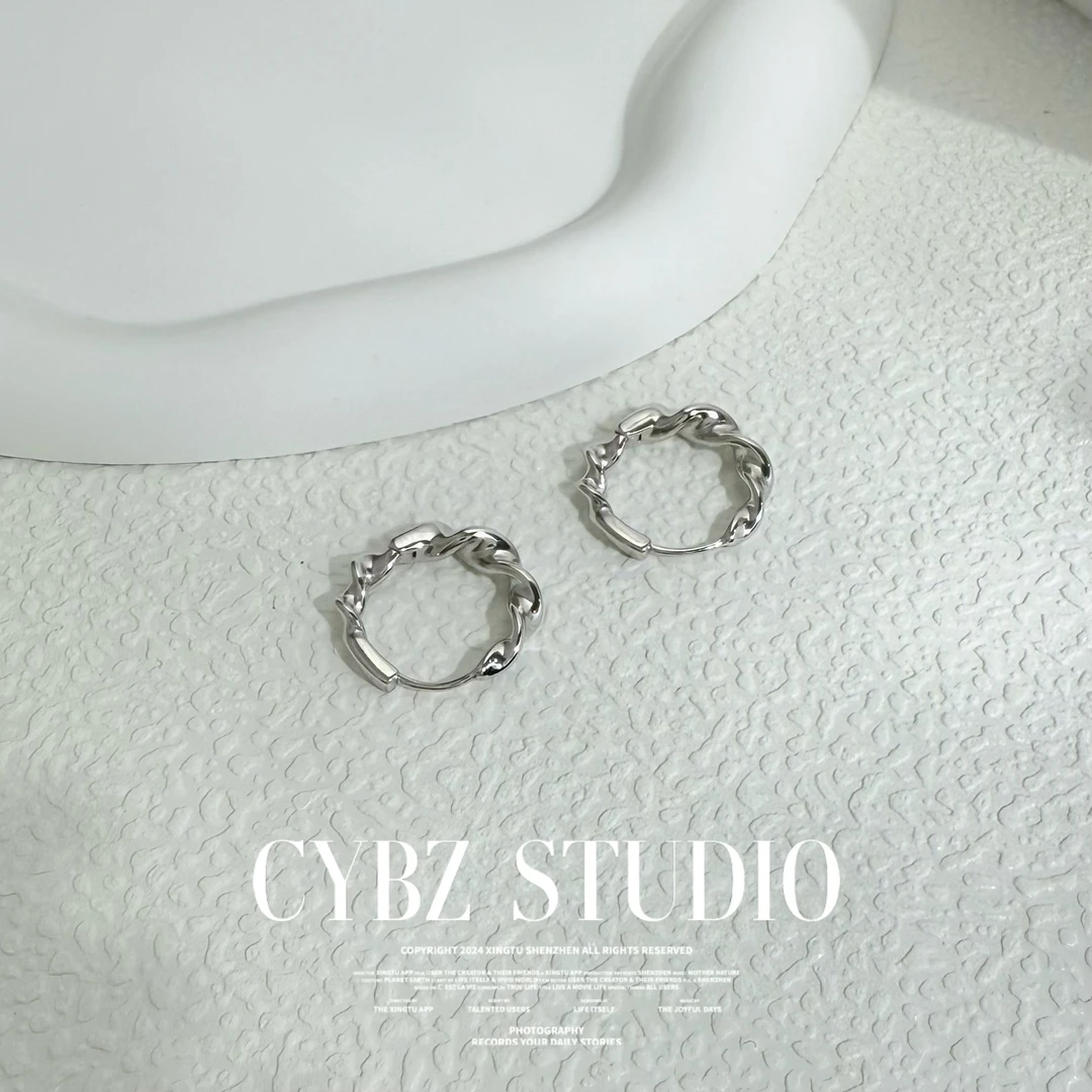925银耳饰 纽纽圈纯银设计款精致气质时尚ins小众韩版耳环耳圈