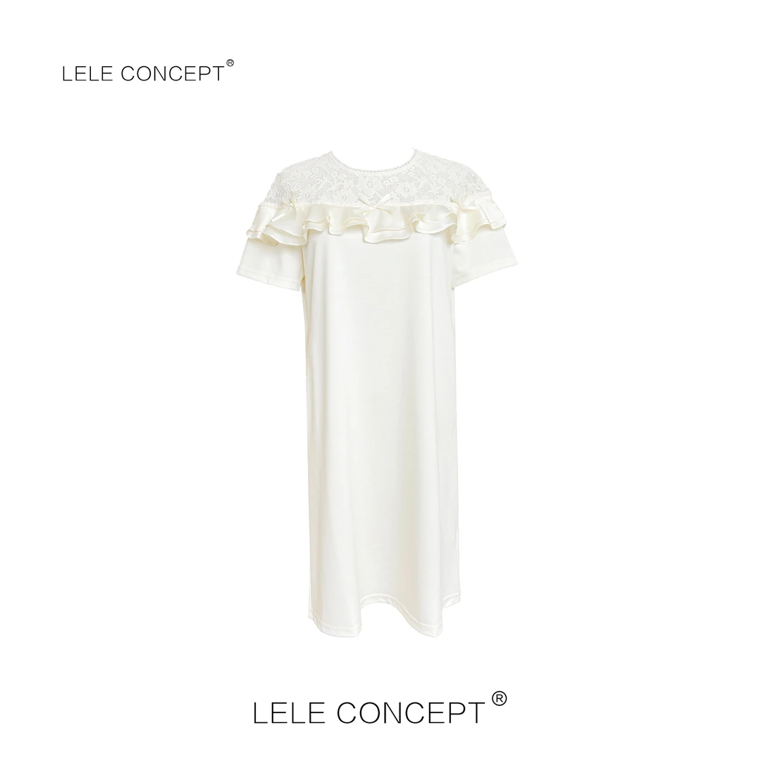 LELE CONCEPT丨法式气质设计师款菲领蕾丝花连衣裙Q0593