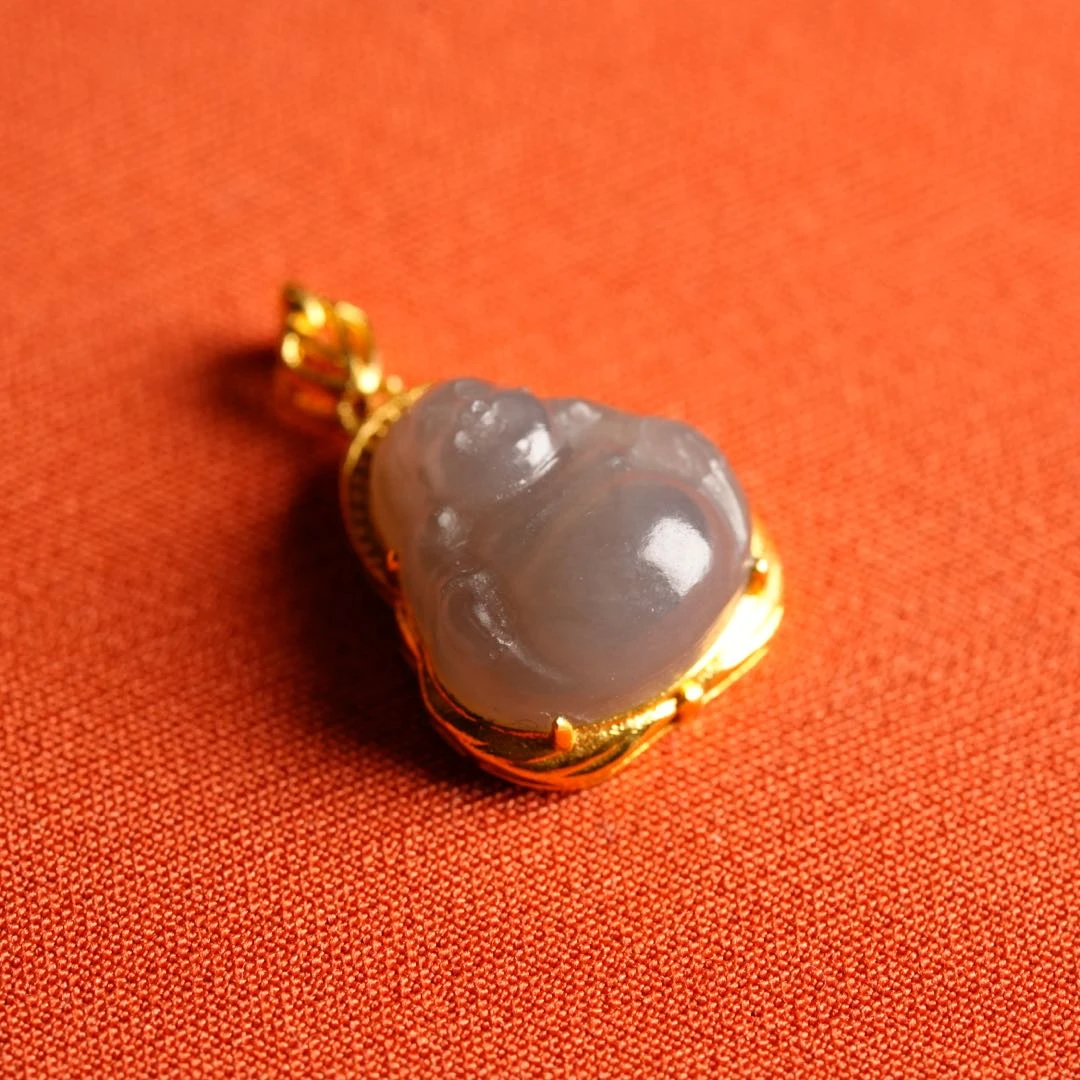 【初见珠宝】18k金和田玉吊坠21-1C350X130【多样性发一件】约11*12mm