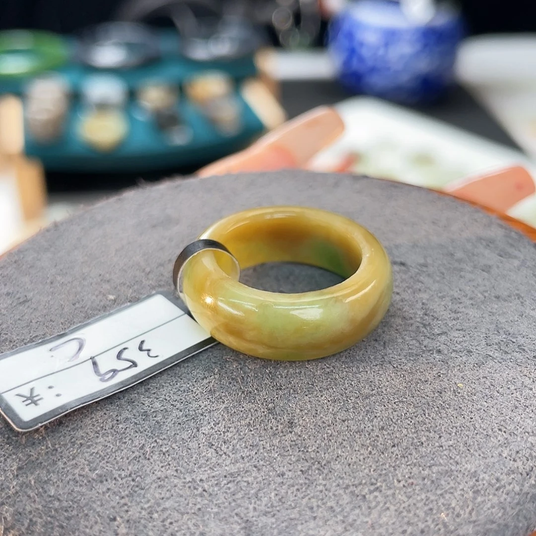 和田玉未镶嵌戒指c75 黑氧洞泥鳅背16.9