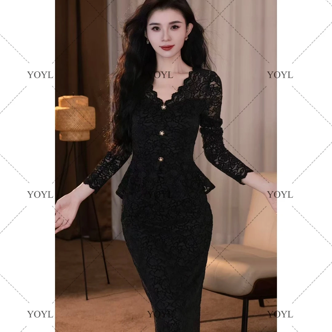 【yola】瑞拉秋季新款法式气质显瘦假两件直筒连衣裙-YL11861