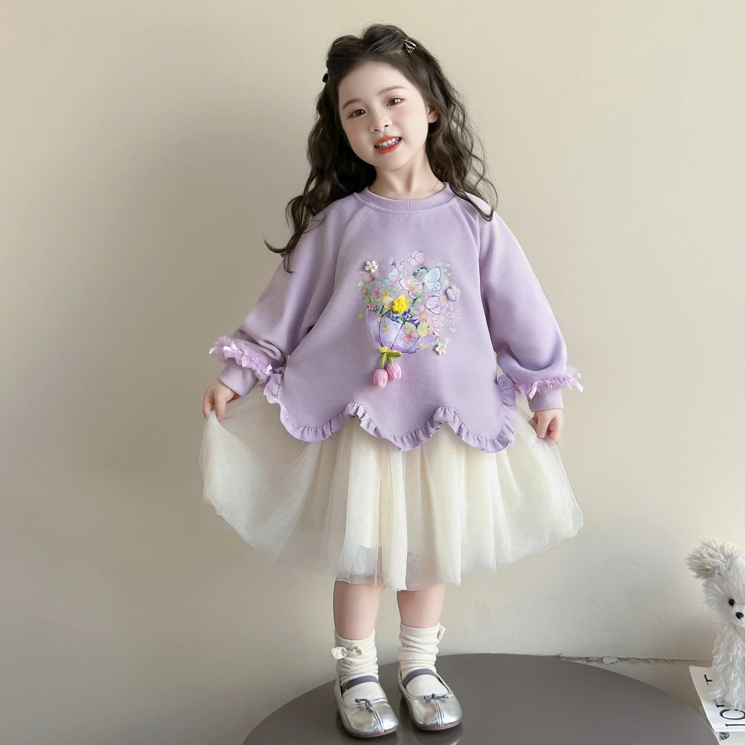 女童连衣裙2025新款儿童秋装公主裙女孩秋季长袖裙子洋气卫衣裙