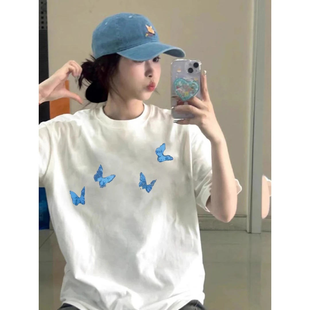 美式100%纯棉质感短袖男t恤宽松印花男生衣服高级感时尚小众半袖