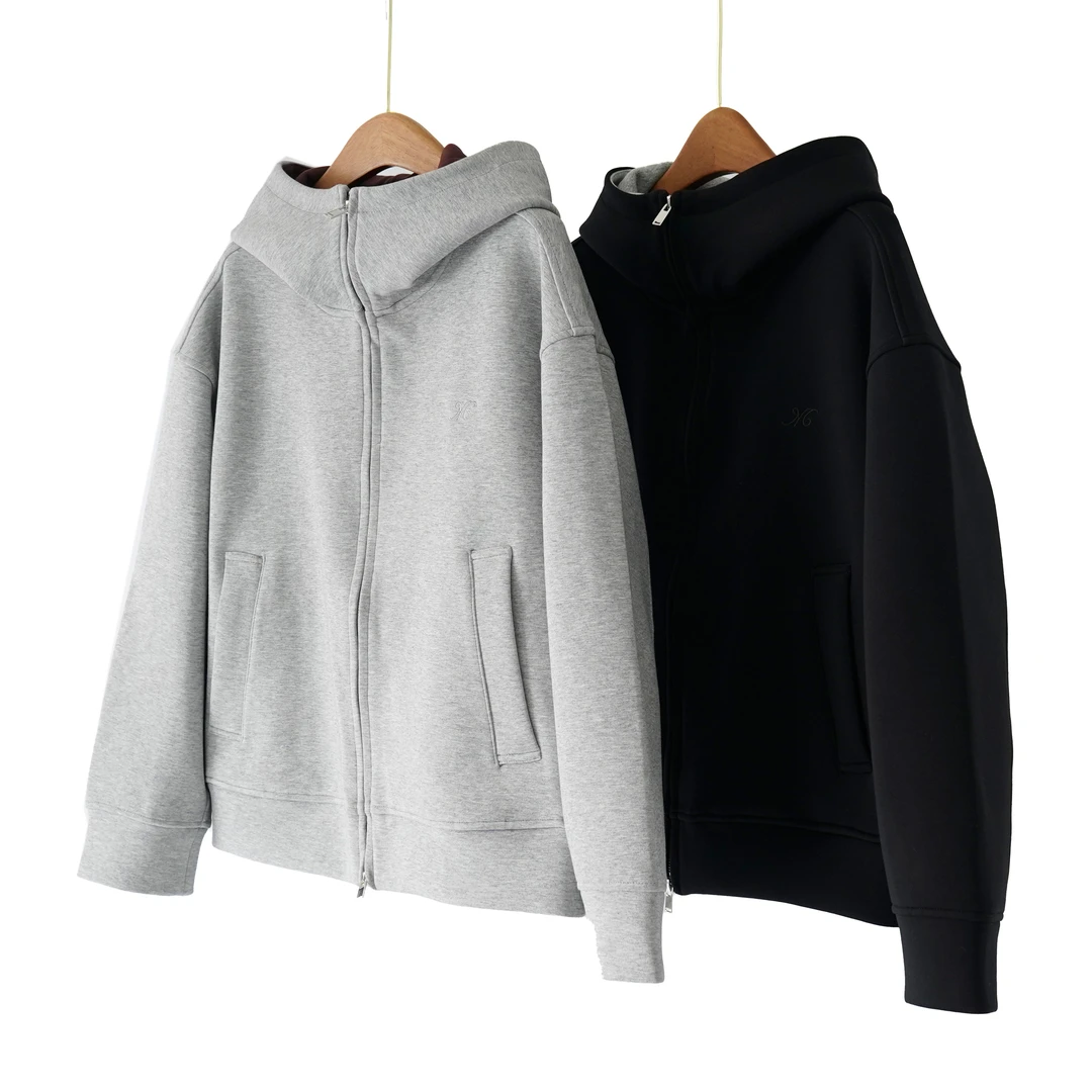 【YS12150】秋冬新款纯色高领拉链开衫外套女款宽松连帽卫衣