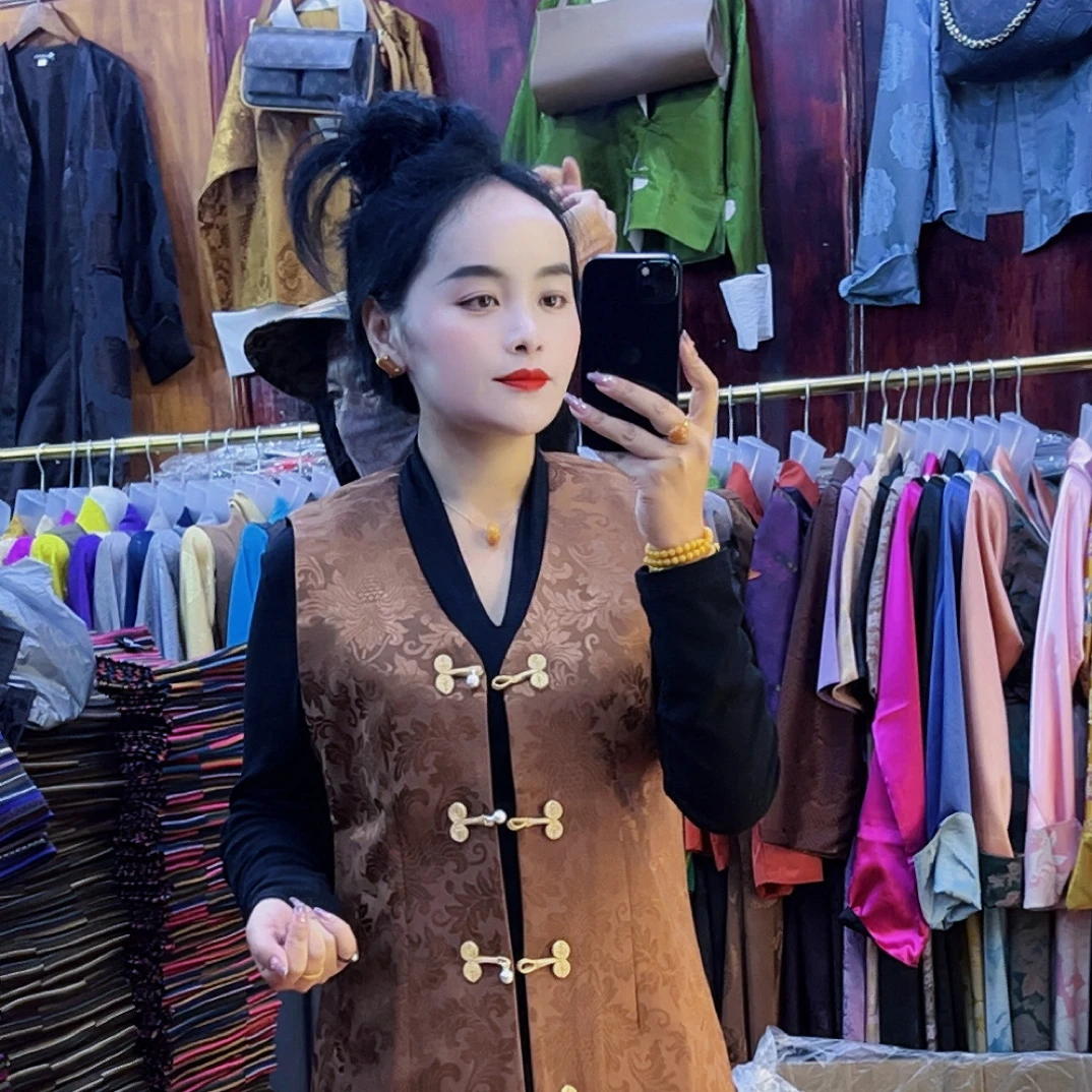 女百搭风秋冬中长款马夹上衣双层