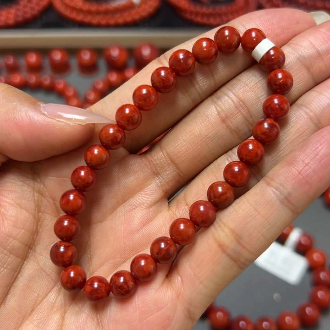 未镶嵌手串南红玛瑙 玫瑰锦满妖火焰 约7.3m m