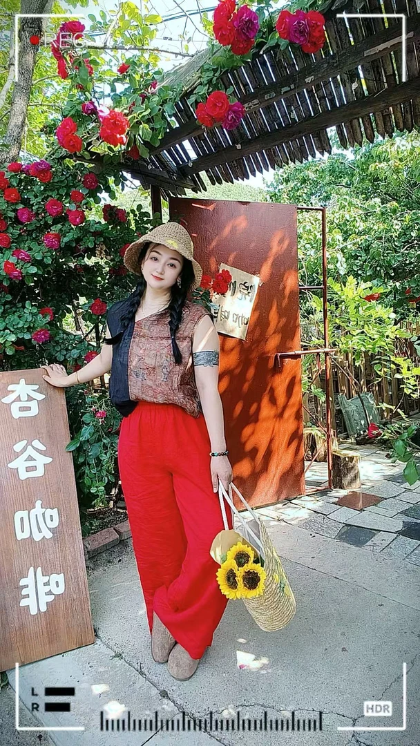 2025夏季新品亚麻多巴胺色系拖地裤阔腿裤