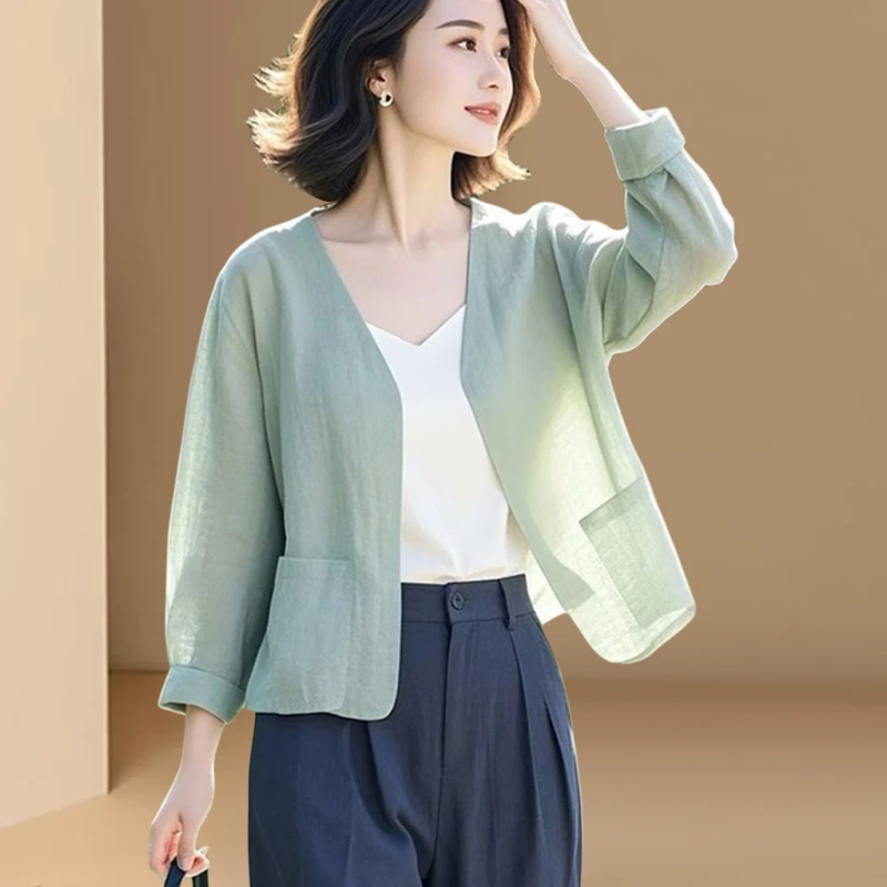 2025超火夏季新款独特超好看宽松慵懒风青色长袖防晒衬衫外套上衣