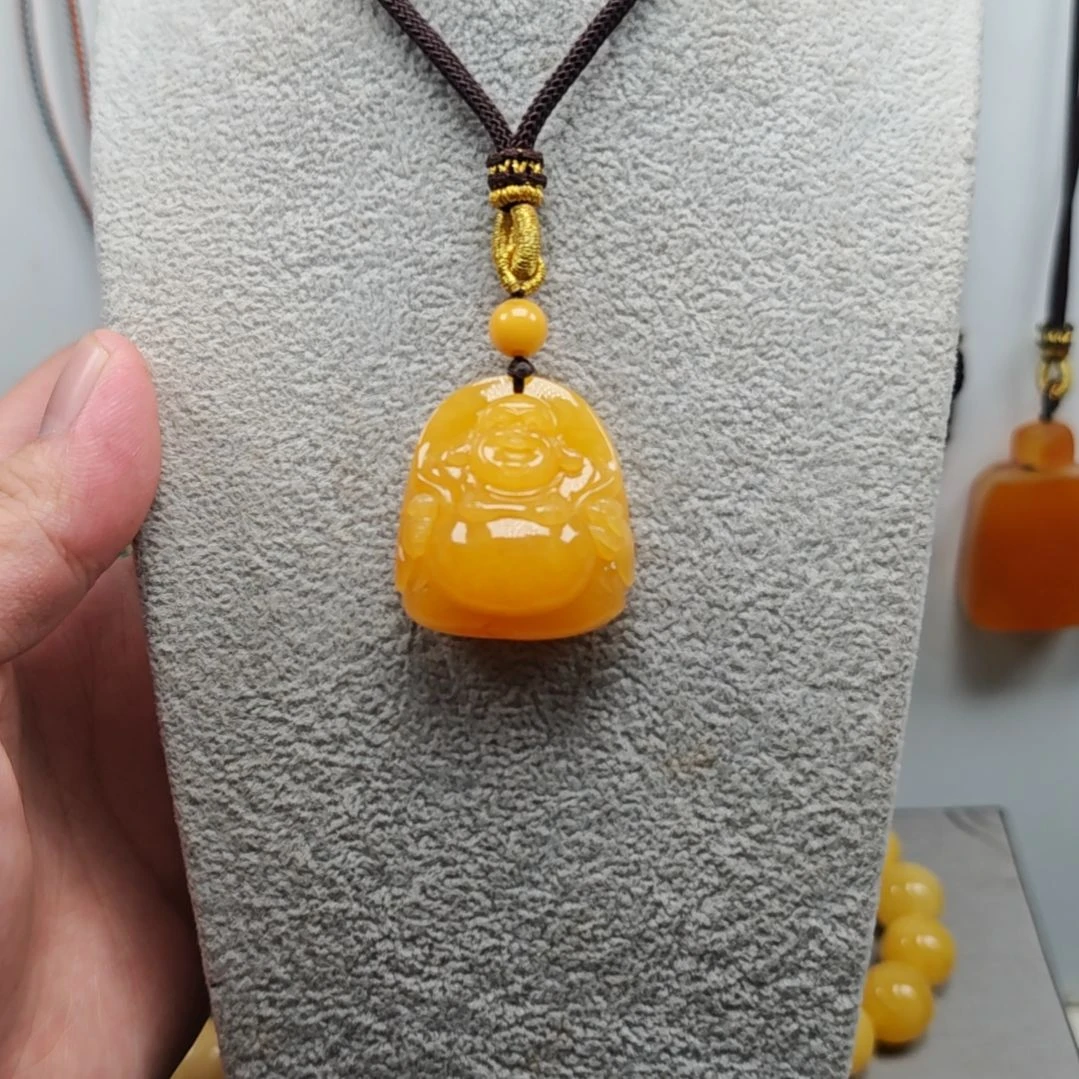 未镶嵌吊坠(赠链)蜜蜡弥勒佛吊坠