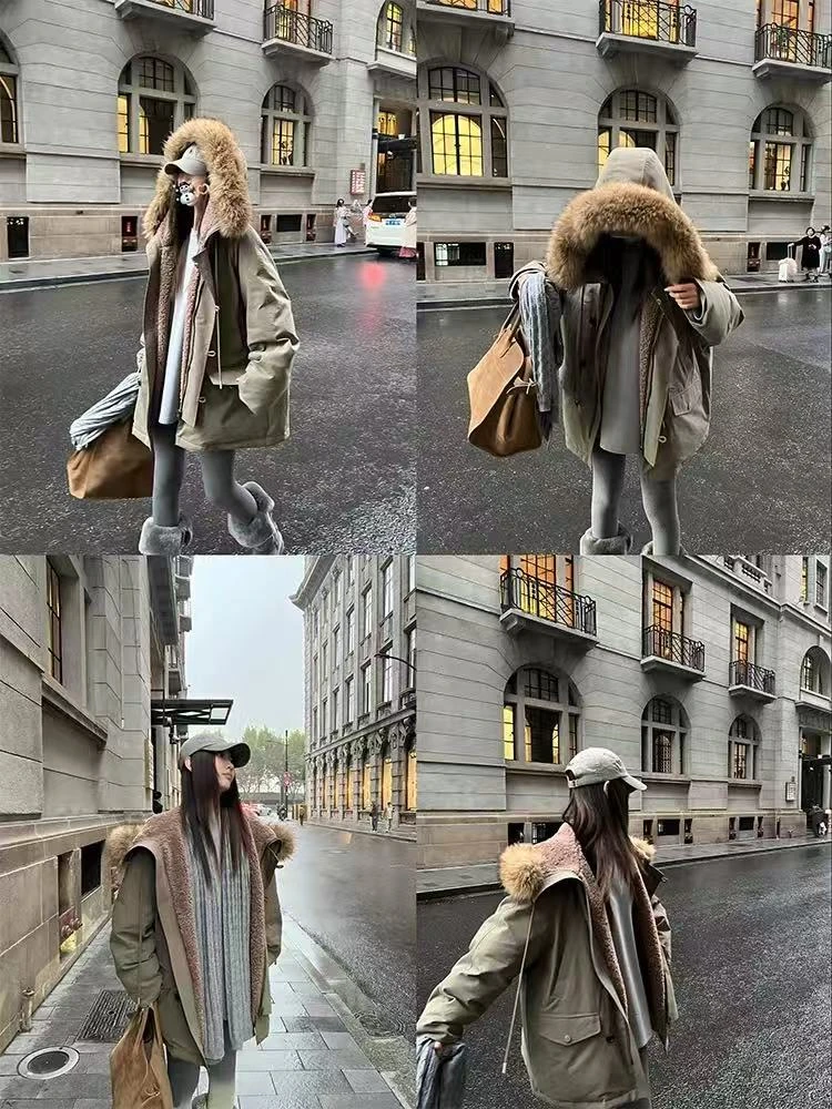 气质派克服工装毛领棉服连帽外套宽松新款加厚保暖928