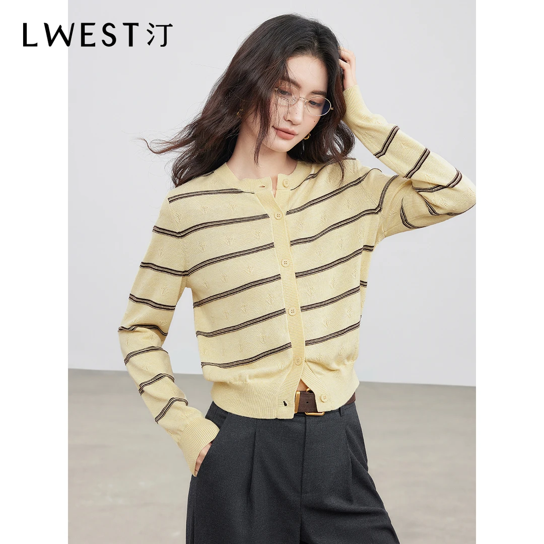 【林一专属】朗文斯汀显瘦撞色条纹针织开衫DTYZ5508C03181