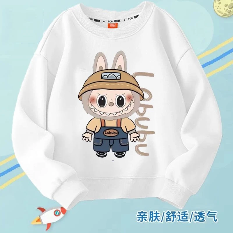 2025春秋季童装labubu圆领卫衣儿童卡通印花上衣中大童套头外套