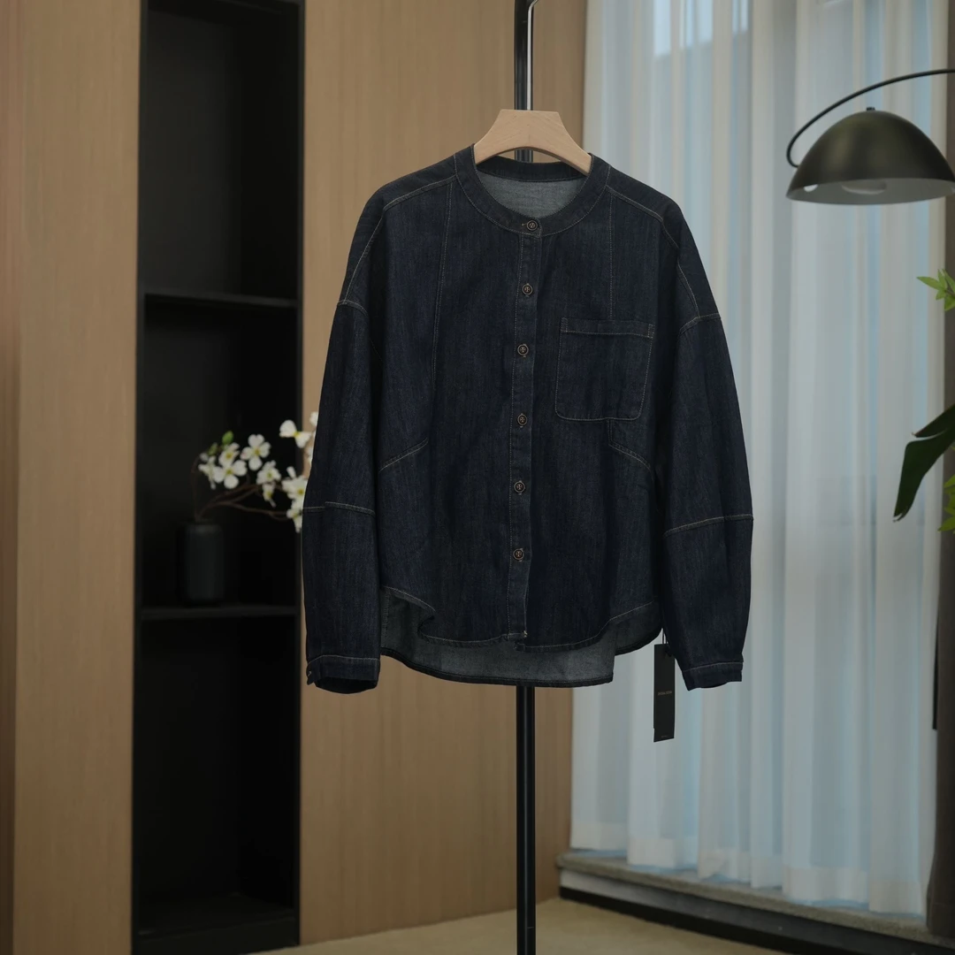 【张姐说裤】百分棉娃娃领复古牛仔衬衫