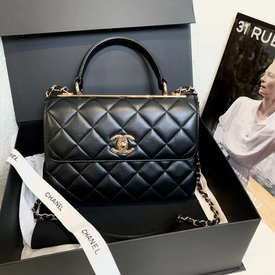 99新 Chanel/香奈儿 壹臻/trendycc 小号黑金手提包