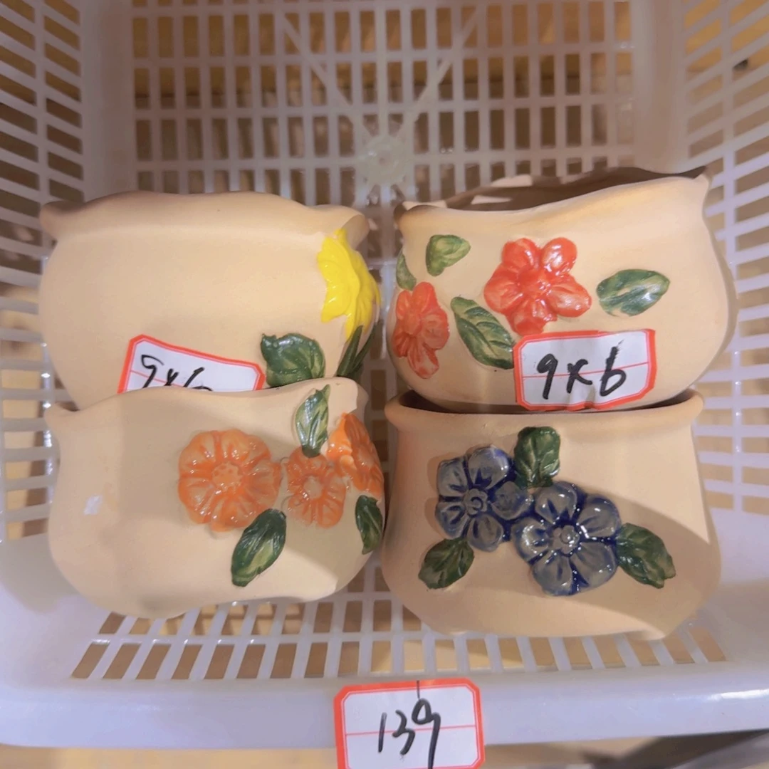 紫砂花盆粗陶精雕