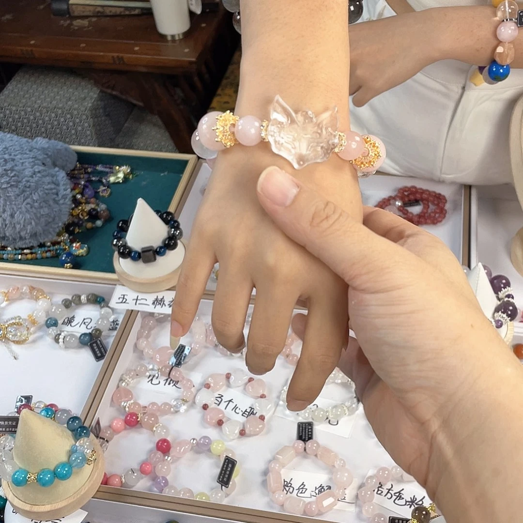 水晶手链银S925镀金镶嵌