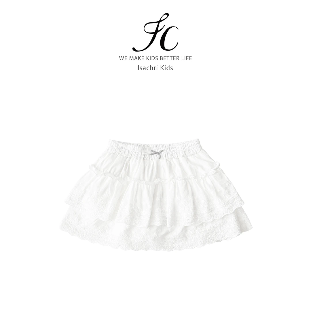 晶晶家【现发】白巧软蕾丝~女童塔裙半身裙儿童短裙蛋糕裙宝宝IS589