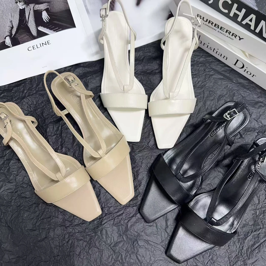 【雨嘉】5CM气质通勤方头细带露趾凉鞋