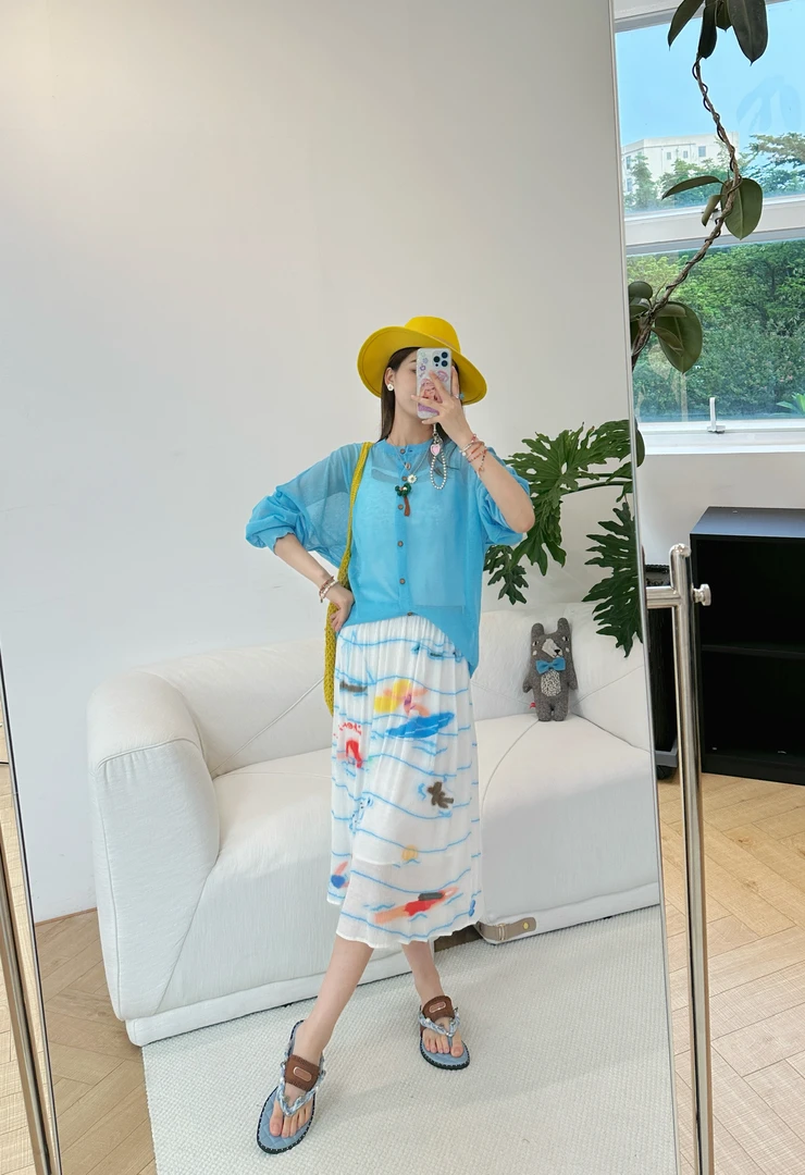 CHEERi UPi设计师品牌 小众新款椰树防晒针织开衫
