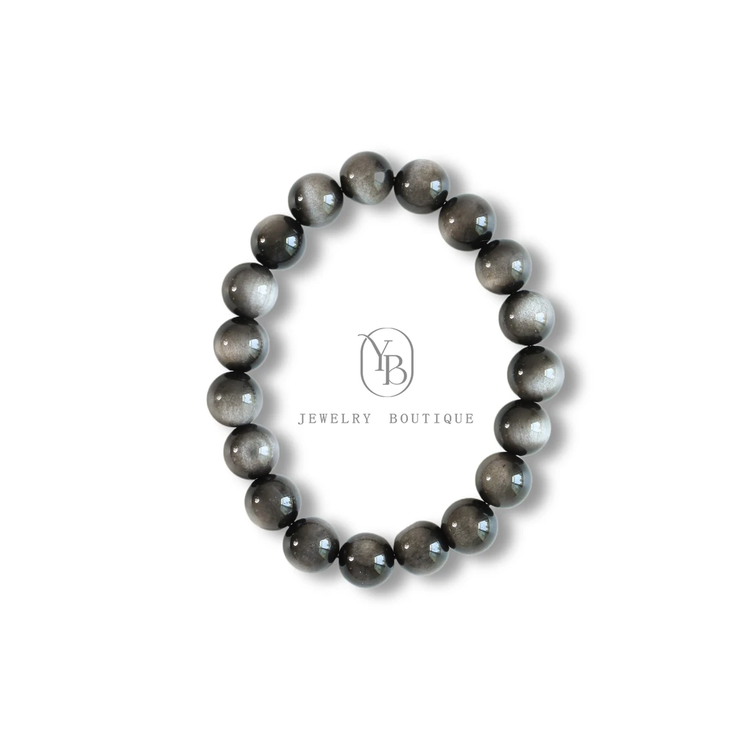 梦幻黑曜石串珠手串时尚百搭简约情侣素圈手链小众女款单圈