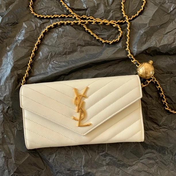 95新 YSL/圣罗兰 ysl白金鱼子酱手拿包