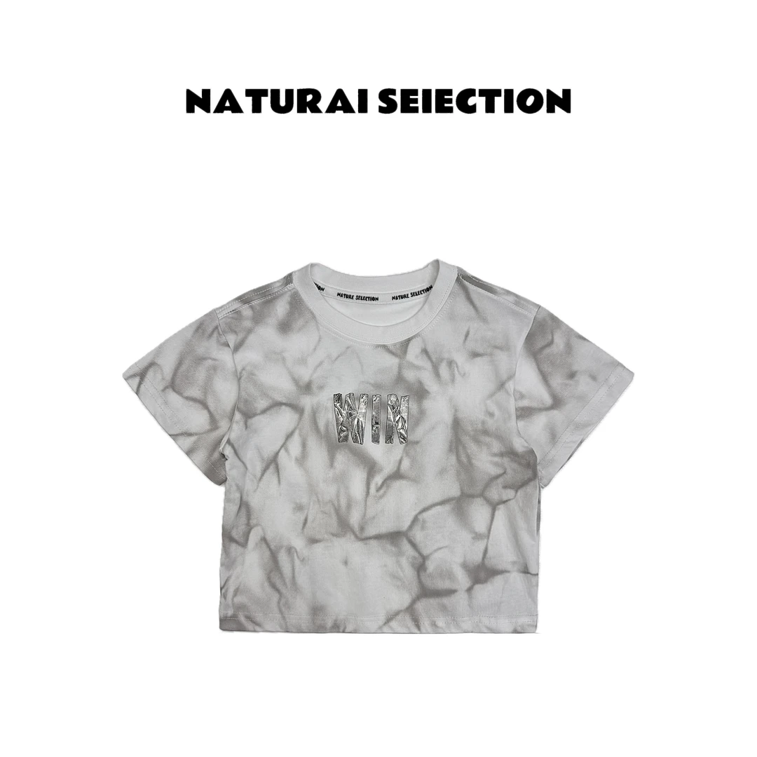 新款夏季儿童品牌棉质透气吸汗字母波压花男童短袖T恤N98291