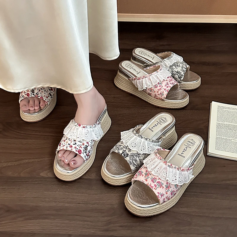 SSBL配裙子防滑厚底增高一字拖鞋女士2025夏季新款法式凉拖鞋NV1