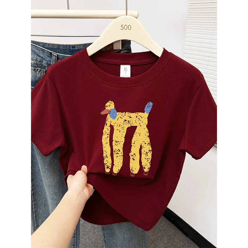 夏季新款韩版设计感洋气休闲百搭正肩短袖t恤女装大码圆领上衣服