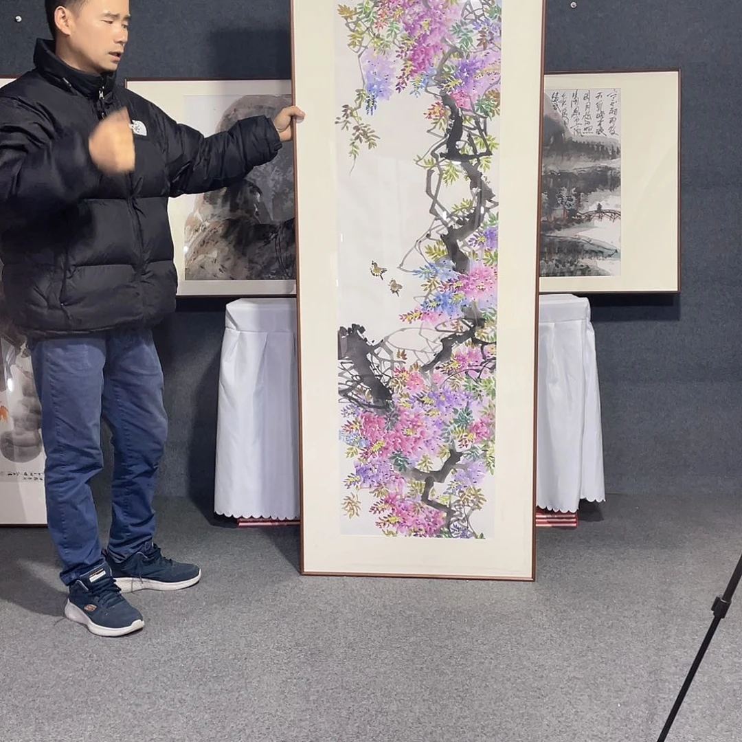 国画徽****馆手绘画作品带框发货