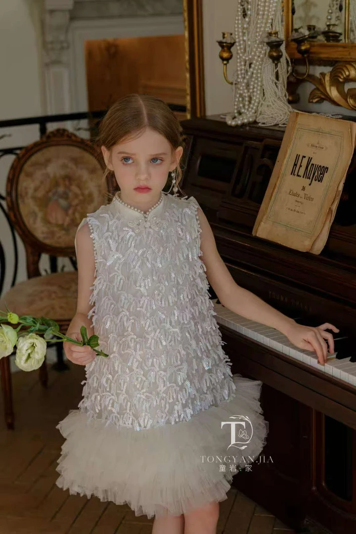 原版童岩家“黛梦”无袖重工盘口国风生日裙子宴会礼服裙子