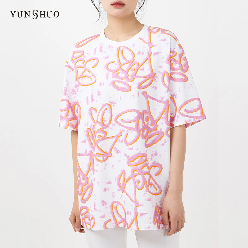 YUNSHUO 满印宽松T恤 325233