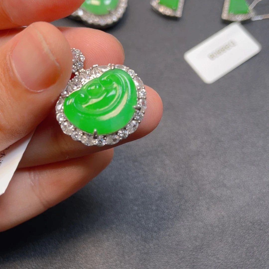 翡翠银S925镶嵌吊坠(不含链)