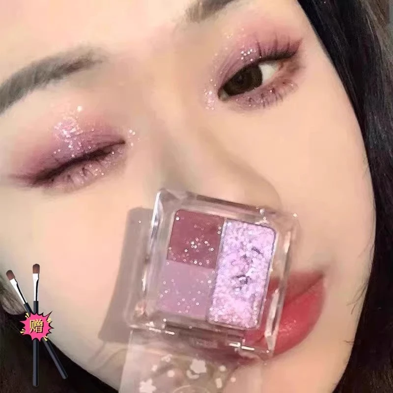 冰葡萄粉紫色眼影三色蔷薇眼影便携大地色哑光珠光小玲珑眼影盘