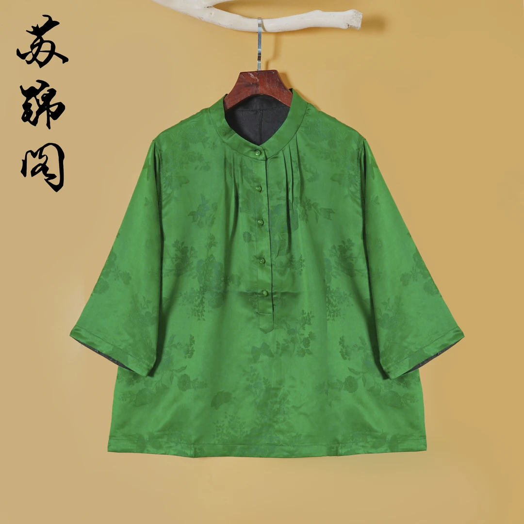 1920-8629新款高档气质百分百桑蚕丝香云纱双面穿上衣高贵上档次
