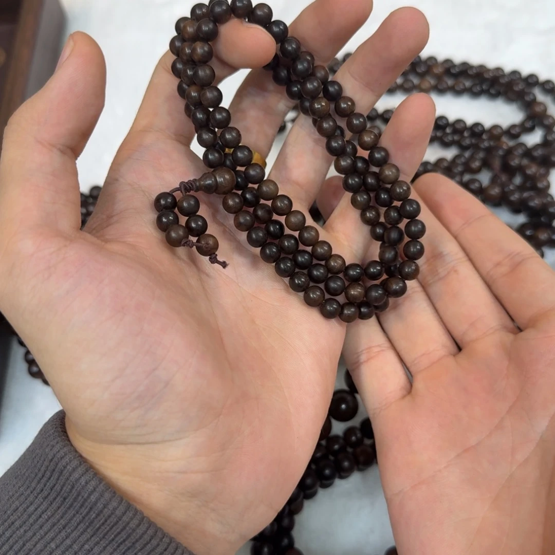 无***强檀香木手串/手链0.6*108阴沉沉水