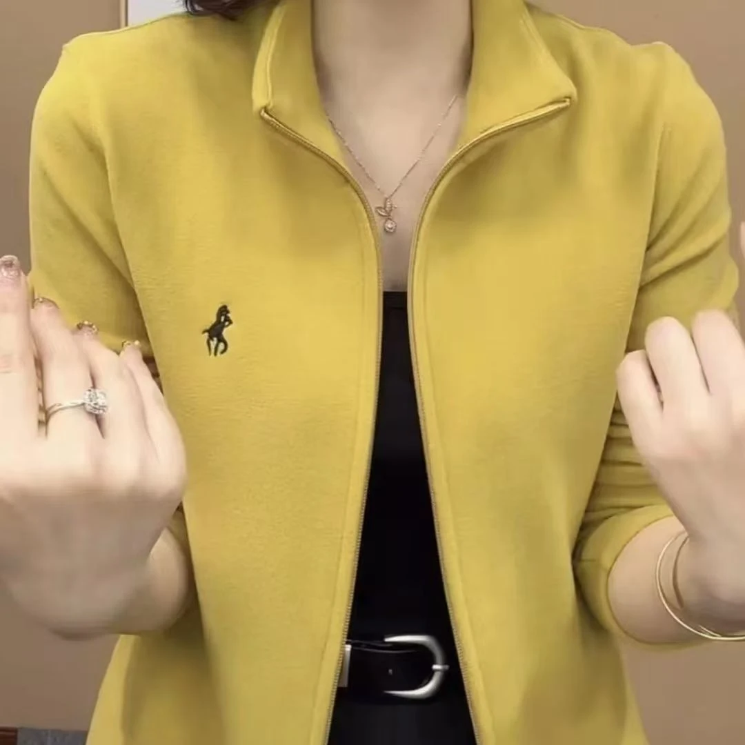 秋冬新款双面绒拉链卫衣女士韩系设计感减龄修身显瘦刺绣百搭上衣