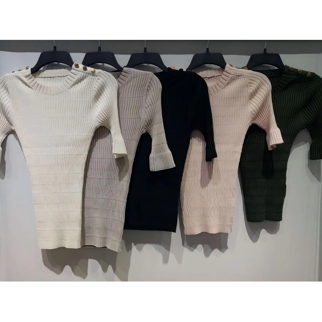 【南油玲姐】粉色短袖毛针织衫17806