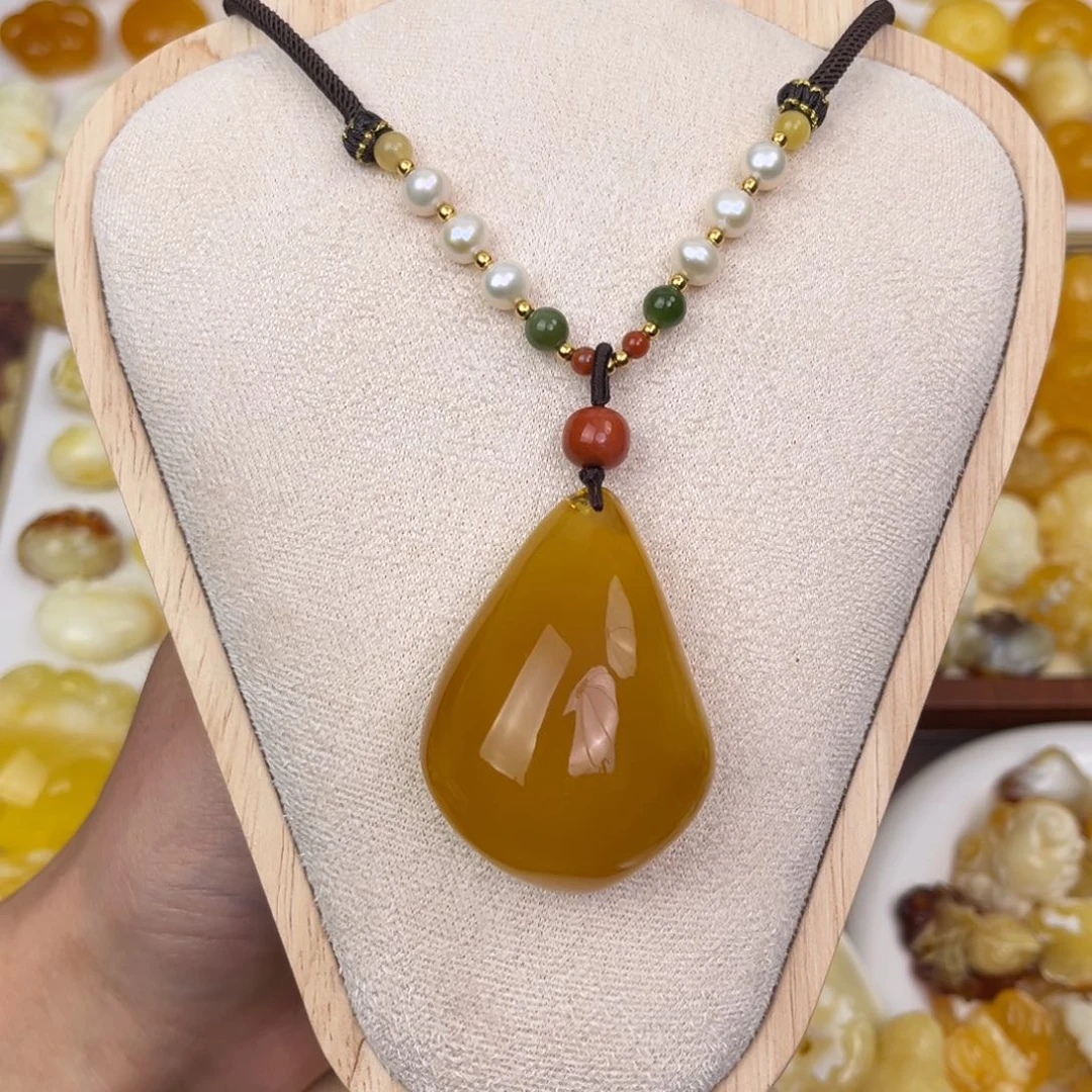 琥珀颈饰未镶嵌蜜蜡水滴