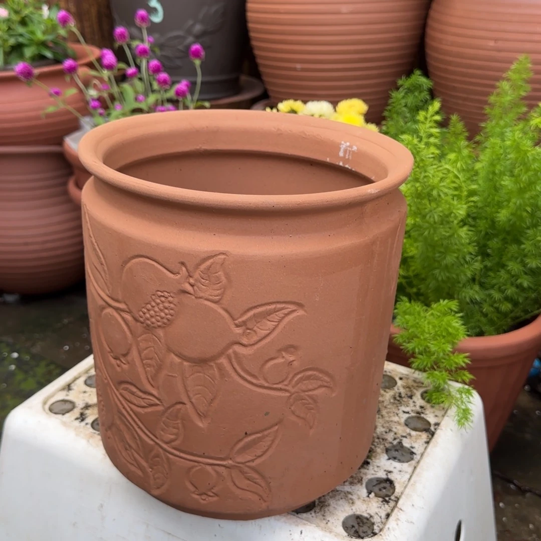 紫砂花盆口20高23宜兴土陶