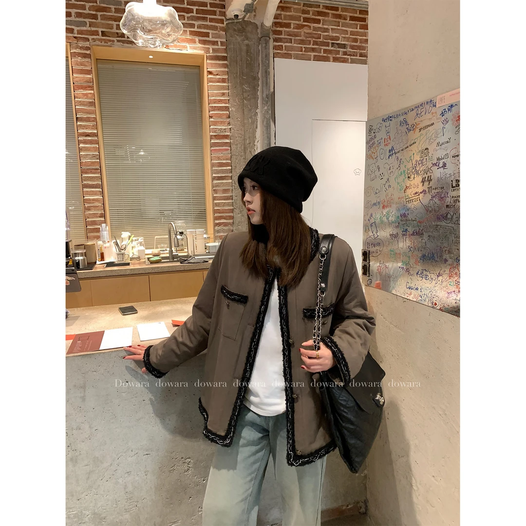 大婉酱微胖定制小众设计感轻奢小香风棉服外套保暖上衣 7849D