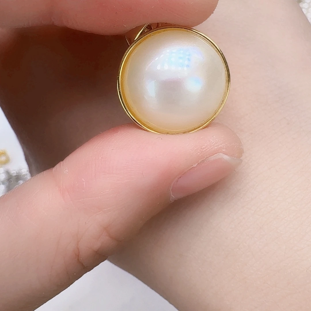 银S925镶嵌拼合珍珠（马贝珠）颈饰万能扣