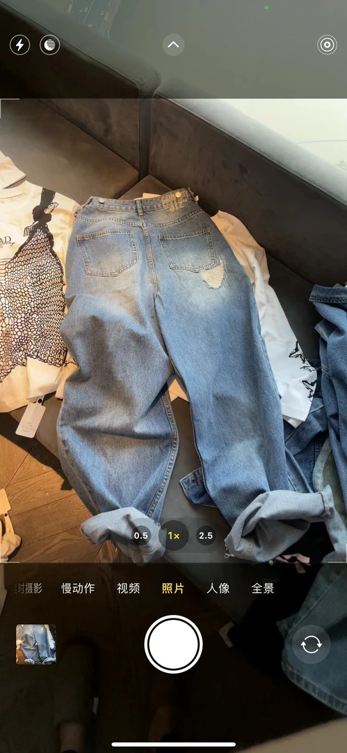 《27和yy家TUDIO》312牛仔自调节腰围阔腿工艺破铜休闲牛仔裤