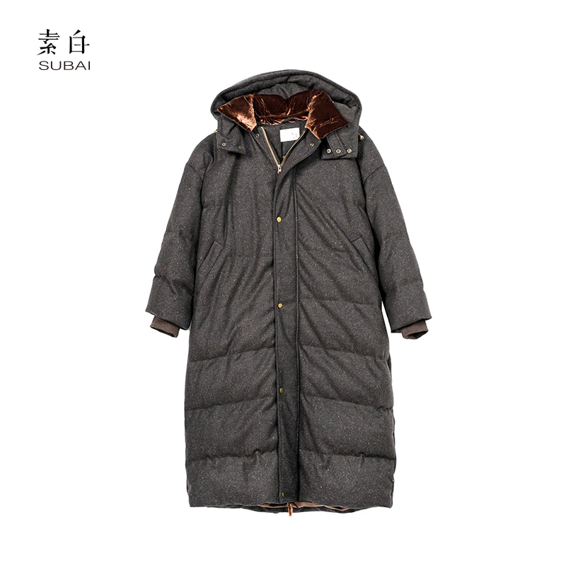素白【新升级】羊毛呢加厚保暖鹅绒服SB2410YR00462