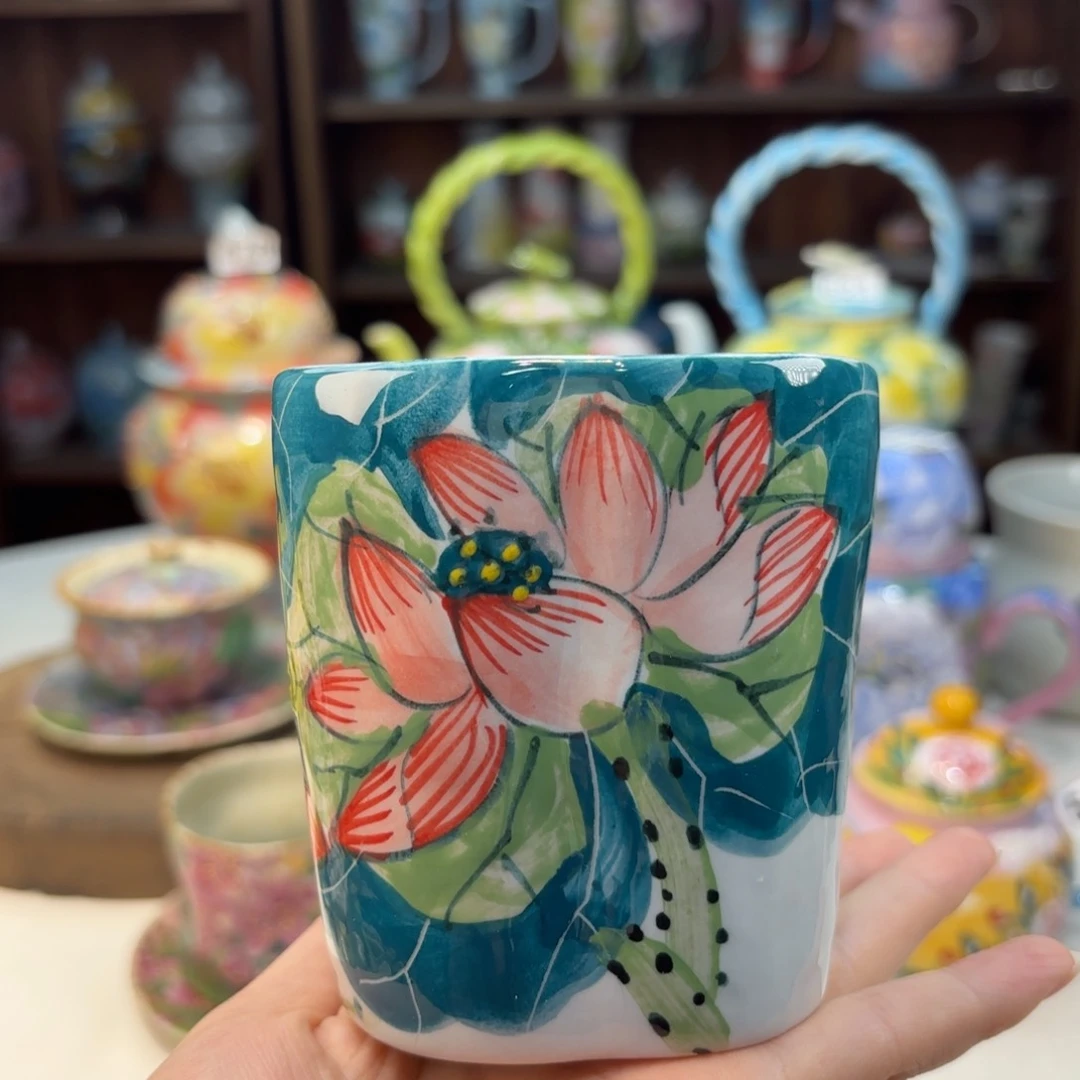 瓷片景德镇手绘高温釉下彩陶瓷茶具