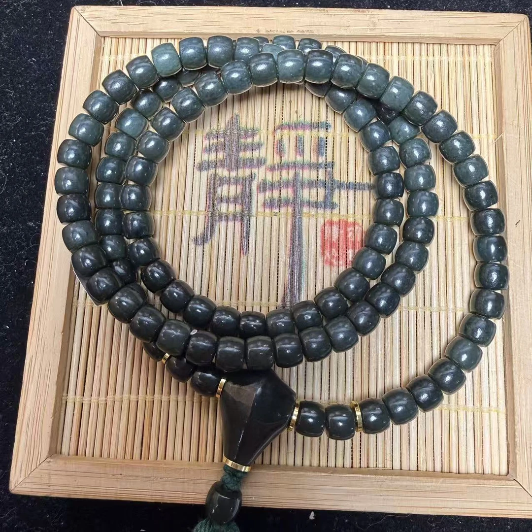 和田玉青玉108项链1764