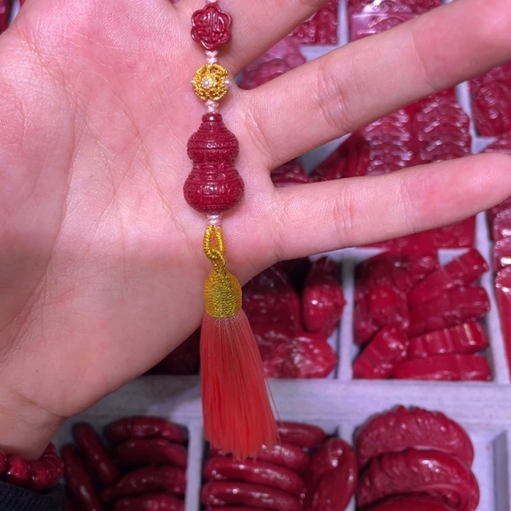 天然辰砂紫金砂小葫芦车挂