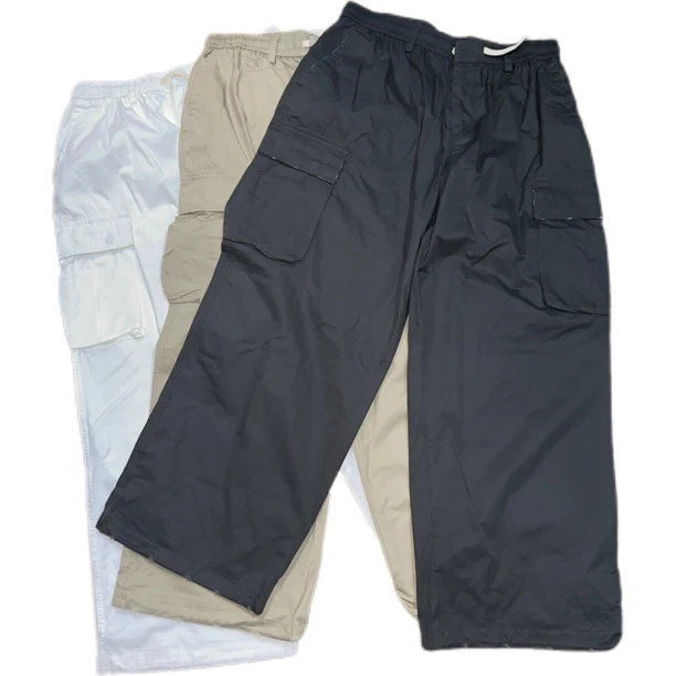 宽松破坏风阔腿绑带工装直筒裤K1472