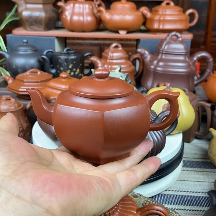茶壶紫砂六方宫灯260cc原矿朱泥特价